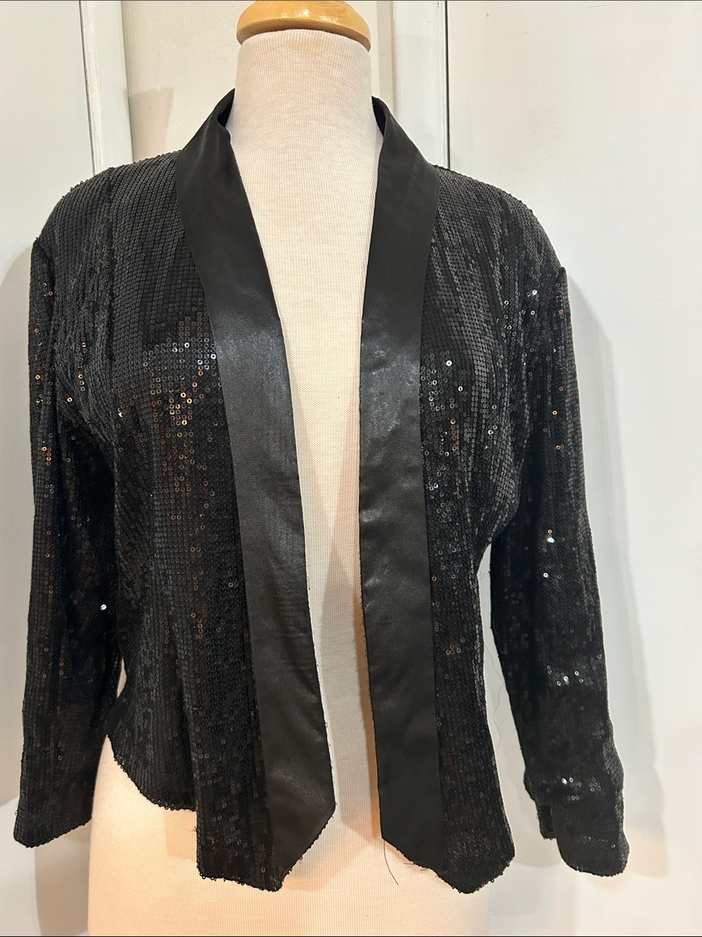 Ecko Unlimited Black Sequin Open-Front Blazer